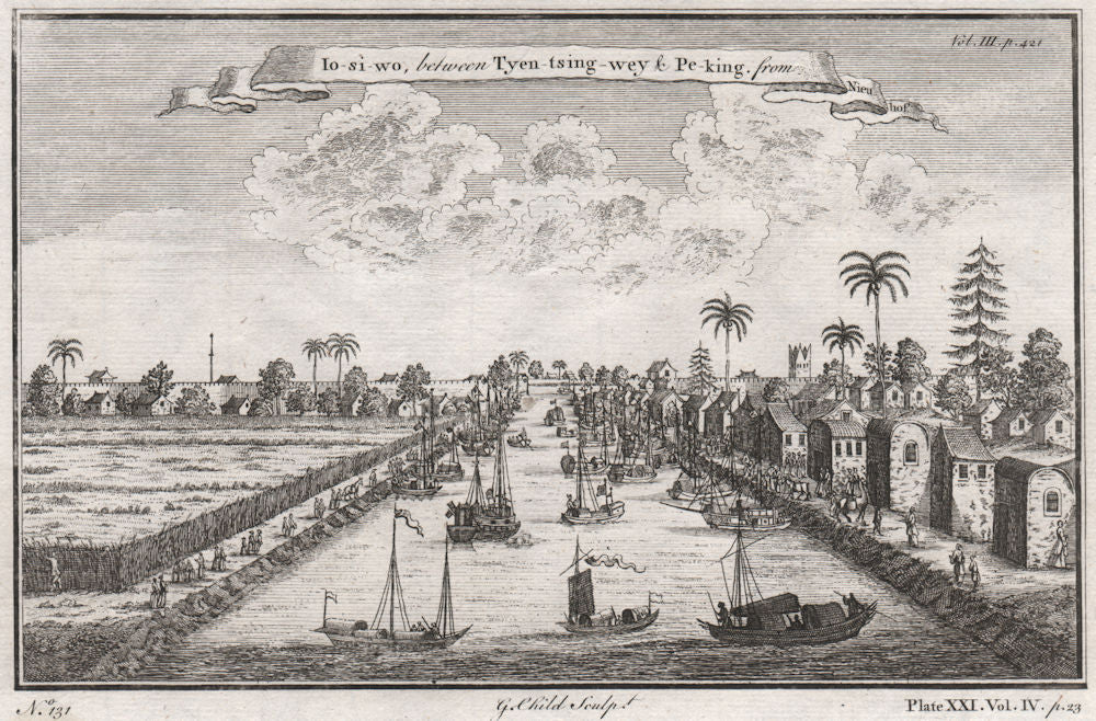 CHINA. Io si wo, on Haihe river between Tianjin & Beijing. After NIEUHOF 1746